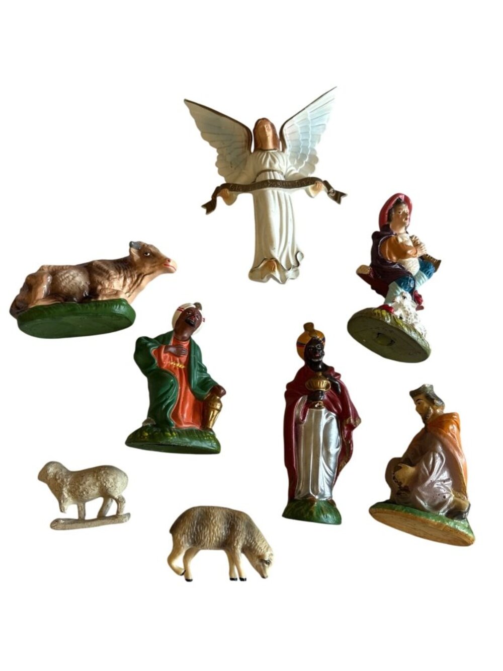 Vintage Hand-Painted Nativity Scene Figurine PAPER MACHE 8-Piece Set Made Japan